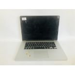 APPLE MACBOOK PRO LAPTOP COMPUTER MODEL A1398 (NO CHARGER) (S/N C02N40VZG3QD) - SOLD AS SEEN