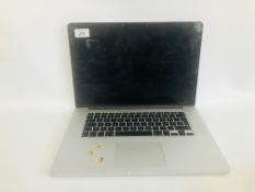 APPLE MACBOOK PRO LAPTOP COMPUTER MODEL A1398 (NO CHARGER) (S/N C02N40VZG3QD) - SOLD AS SEEN