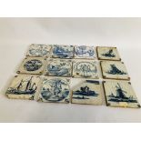 COLLECTION OF C18TH DELFT TILES TO INCLUDE BIBLICAL (12)
