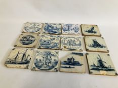 COLLECTION OF C18TH DELFT TILES TO INCLUDE BIBLICAL (12)