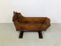 A VICTORIAN MAHOGANY CHILD'S ROCKING CRIB, LENGTH 97CM,