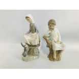 2 X LLADRO FIGURES COMPRISING YOUNG GIRL AND RABBIT H 23CM,