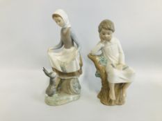 2 X LLADRO FIGURES COMPRISING YOUNG GIRL AND RABBIT H 23CM,