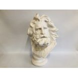 A REPRODUCTION PLASTER BUST OF GREEK GOD H 60CM.