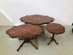 TWO REPRODUCTION ITALIAN SINGLE PEDESTAL STYLE OCCASIONAL TABLES