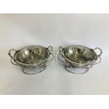 A PAIR OF STAINLESS STEEL CHAFING DISHES