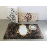 PAIR OF MODERN ART CANVAS PICTURES, 2 X METAL CRAFT WALL HANGINGS,