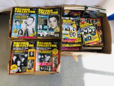 COLLECTION IN THREE BOXES OF RECORD COLLECTORS MAGAZINES TO INCLUDE SIGNED BLACK AND WHITE PICTURE