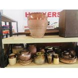 LARGE COLLECTION OF VINTAGE STONEWARE POTS, JUG AND COOKING POTS, ETC.