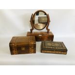 3 DRAWER MAHOGANY VANITY MIRROR,