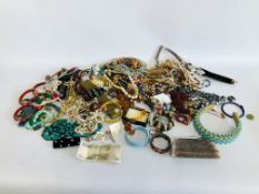 2 BOXES OF ASSORTED COSTUME & VINTAGE JEWELLERY, BEAD, BANGLES, ETC.