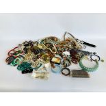 2 BOXES OF ASSORTED COSTUME & VINTAGE JEWELLERY, BEAD, BANGLES, ETC.