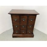 A REPRODUCTION MAHOGANY NINE DRAWER CABINET W 64CM, D 38CM,