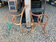 A PAIR OF VINTAGE CAST IRON BENCH ENDS A/F