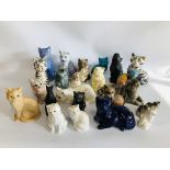COLLECTION OF ASSORTED CERAMICS AND POTTERY CAT ORNAMENTS