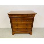 A GOOD QUALITY REPRODUCTION HARDWOOD TWO OVER TWO CHEST OF DRAWERS, WIDTH 92CM, DEPTH 51CM,