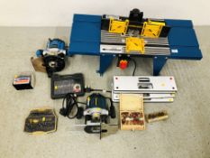 A DRAPER 1200 WATT PLUNGE ROUTER, A DRAPER 12 PIECE ROUTER BIT SET,