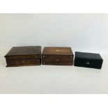 C19TH ROSEWOOD JEWELLERY BOX WITH FITTED INTERIOR,