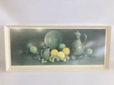 FRAMED PRINT "PEWTER JUGS" GEORGE REEKIE H 35CM,