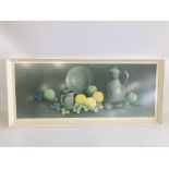 FRAMED PRINT "PEWTER JUGS" GEORGE REEKIE H 35CM,