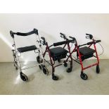 THREE MOBILITY WALKING AIDS TO INCLUDE DMA, DRIVE, ETC.