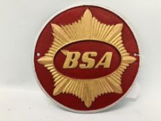 (R) BSA MOTORCYCLE PLAQUE RED