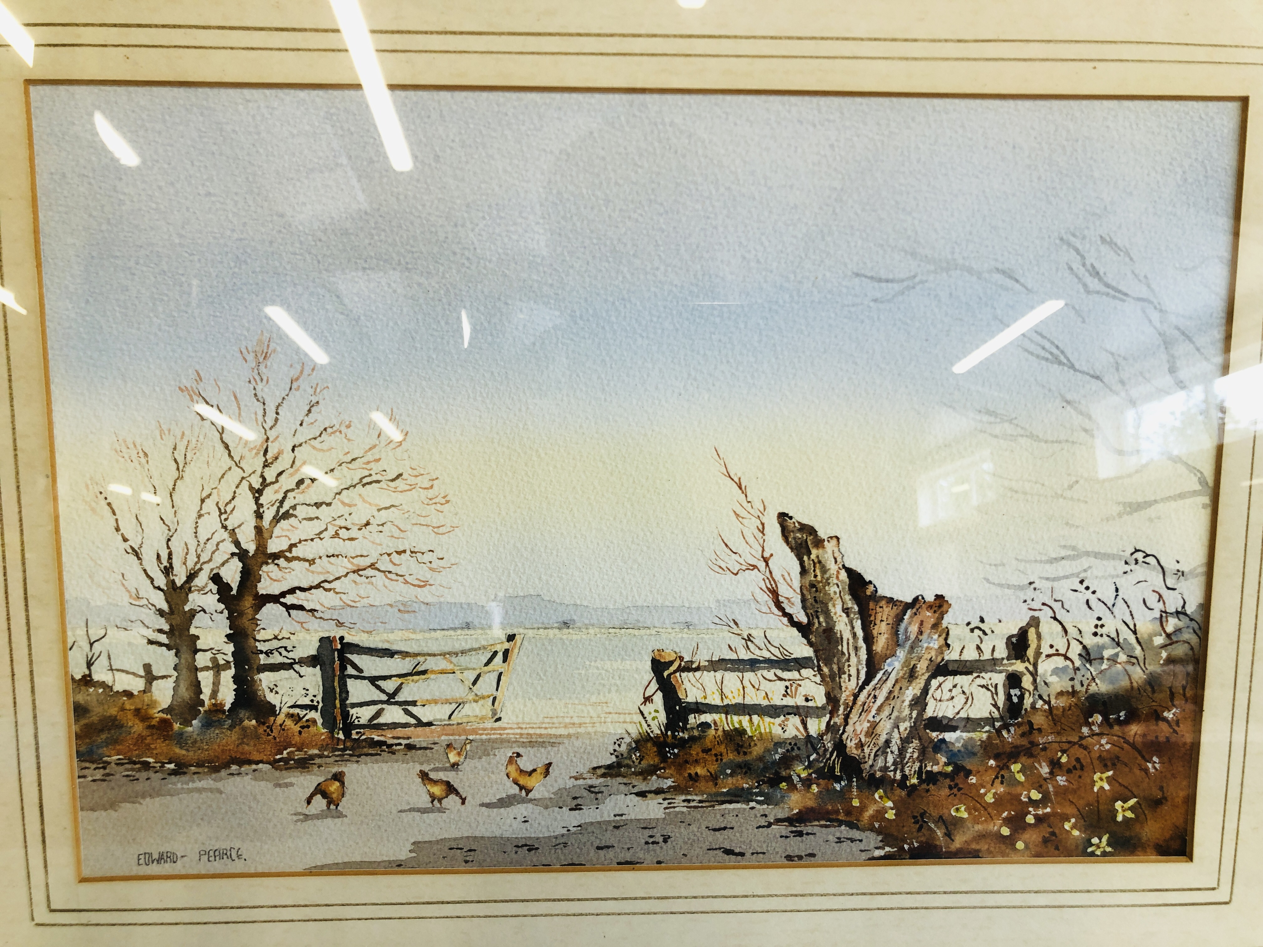 A FRAMED WATERCOLOUR 'SHIPS IN HARBOUR' BEARING SIGNATURE N. STEWART 9 X 40CM. - Image 5 of 9