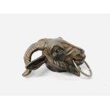 CAST METAL GOAT HEAD WITH RING