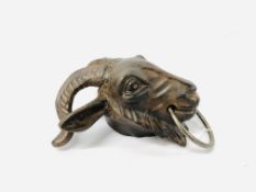 CAST METAL GOAT HEAD WITH RING