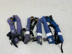 3 X CREWFIT 150N & 275N CREW SAVER AIR ONLY LIFE JACKETS - BLUE - TO BE CERTIFIED BEFORE USE