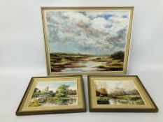PAIR OF FRAMED OIL ON BOARD "BEHIND THE MILL", CORPUSTY, "THE FORD",