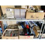 QUANTITY OF CD'S, RECORDS, CASSETTES AND AUDIO EQUIPMENT TO INCLUDE SONY HI-FI,