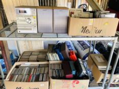 QUANTITY OF CD'S, RECORDS, CASSETTES AND AUDIO EQUIPMENT TO INCLUDE SONY HI-FI,
