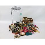 A COLLECTION OF COSTUME JEWELLERY AND AS NEW JEWELLERY STANDS