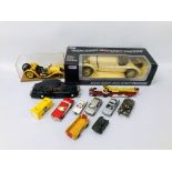 MODEL CARS TO INCLUDE CORGI, CINCO MERCEDES 1931 OPEN TOWER RADIO CONTROLLED (NO CONTROLS),