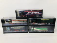 A COLLECTION OF 5 CORGI MODERN TRUCKS COMMERCIAL LORRIES IN CASES TO INCLUDE 13P FUEL LORRY,