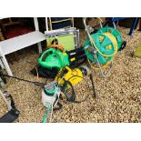 A POWERBASE GARDEN ELECTRIC GARDEN VACUUM / BLOWER, A KARCHER PRESSURE WASHER MODEL 210,