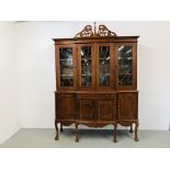 AN IMPRESSIVE REPRODUCTION GLAZED TO DRESSER W 186CM. D 57CM. H 258CM.