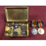 WW1 PRINCESS MARY TIN CONTAINING 1914-18 MEDALS NAMED TO T4-158873 PTE. G.T. HOARE A.S.C.