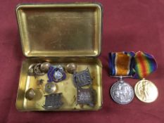 WW1 PRINCESS MARY TIN CONTAINING 1914-18 MEDALS NAMED TO T4-158873 PTE. G.T. HOARE A.S.C.