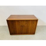 MID CENTURY DANISH TWO DOOR CUPBOARD - H 61CM. W 44CM. L 86CM.