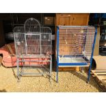 TWO LARGE METAL FRAMED PARROT CAGES (A/F CONDITION) - NO BASES