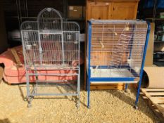 TWO LARGE METAL FRAMED PARROT CAGES (A/F CONDITION) - NO BASES