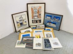 COLLECTION OF 11 FRAMED WATERCOLOURS BEARING SIGNATURE PETER BRYAN, VARIOUS SIZES,