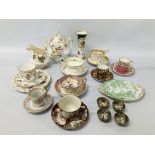 COLLECTION OF VINTAGE CABINET CUPS & SAUCERS, HANDPAINTED TRIO,