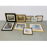 A SMALL COLLECTION OF VARIOUS FRAMED PICTURES, PRINTS AND ETCHINGS TO INCLUDE PORTRAITS,