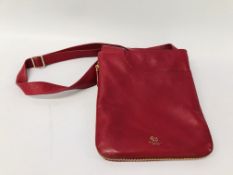 A RADLEY RED LEATHER HANDBAG AND A RADLEY PINK LEATHER BAG