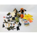 BOX OF VINTAGE ACTION MAN ACCESSORIES, CLOTHES, DIVERS HELMET ETC.