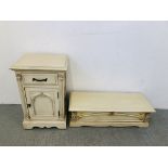 A VICTORIAN ANTIQUE FRENCH STYLE BEDSIDE CABINET 36CM WIDE X 38CM DEEP X 70CM HIGH AND MATCHING