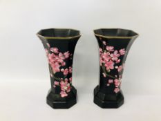 PAIR OF CARLTON WARE CHERRY BLOSSOM VASES H 23CM.